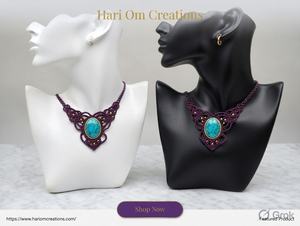 Collar de Macramé Hecho a Mano con Turquesa, Joyería Boho Ajustable con Propiedades Curativas - Product Image 4