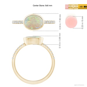 Anillo de Oro de 14K con Diseño Único, Ópalo Etíope Natural de Corte Ovalado y Banda de Diamantes con Detalles en Pavé, Joyería Fina, Anillo de Compromiso - Product Image 4