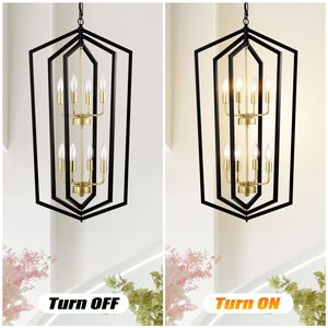 Lámpara Colgante Moderna de 8 Luces Estilo Granja, Lámpara de Techo de Metal Negro para Isla de Cocina o Comedor - Product Image 6