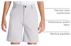Shorts de golf pour garçons, shorts décontractés en sergé hybride à devant plat, vêtements pour enfants, shorts d'uniforme scolaire extensibles - Product Image 5