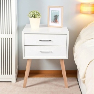 <b>White</b> Luxury Bedside <b>Table</b> With Dual Drawer Storage Sleek <b>White</b> Finish Durable Design For Modern Bedroom Decor - Product Image 1