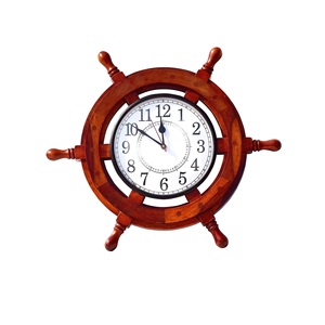 Classic Wooden Boat Wheel <b>wall</b> Clock Antique Style Brass Rim Marine <b>Desk</b> Clock for Living Room & Study - Product Image 6