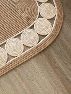 Tapis d'extérieur de luxe personnalisé, moderne, écologique, en coton, fabriqué à la machine, à motif floral, ovale, tressé, adapté aux animaux domestiques, résistant aux taches et antidérapant - Product Image 3