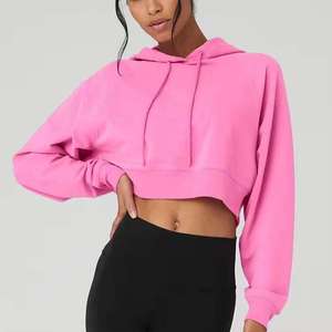 OEM 2026 Venta al por mayor, logotipo personalizado, sudadera con capucha corta de forro polar de manga larga para mujer, estilo urbano, top corto con capucha para mujer - Product Image 1