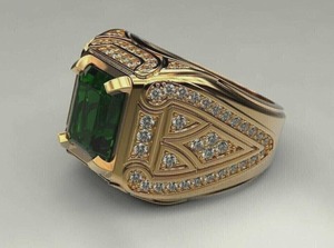 Anillo de Hombre con Diamante Moissanita Corte Esmeralda Chapado en Oro Amarillo de 14k, Joyería de Plata 925, Anillo de Diamantes Estilo Hip Hop con VVS - Product Image 4