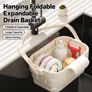 Panier égouttoir pliable en plastique pour cuisine, passoire à légumes avec poignée, égouttoir à fruits peu encombrant pour évier et comptoir - Product Image 1