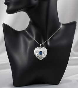 14KT Gold Natural | Lab Grown Octagon Diamond | Gemstone Embossed Heart Pendant <b>Necklace</b> - Product Image 2