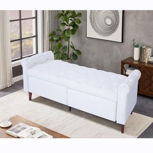 Muebles de Dormitorio, Sofá con Reposabrazos de Terciopelo Beige y Almacenamiento - Product Image 2