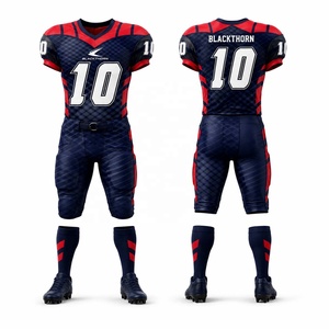 Ensemble de maillots de football américain personnalisés avec nom imprimé sur le devant, sublimation, maille respirante, manches courtes, col en V, taille plus, uniforme adulte - Product Image 4