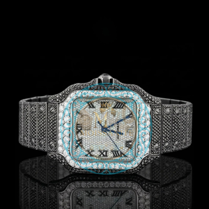 Reloj de Lujo para Mujer con Diamantes, Caja Rectangular de Acero Inoxidable, Números Romanos Analógicos, Cristal de Zafiro, Cierre Desplegable, 30 mm - Product Image 1