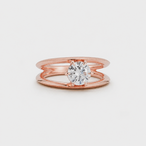 Bague de fiançailles solitaire 2 carats en diamant de laboratoire, double bordure, monture en or 14 carats, certifiée IGI, taille brillant rond, pour femme - Product Image 1