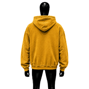 Sweat à capuche zippé oversize doré, style décontracté, effet vieilli, doublure polaire, vêtement urbain, look quotidien, respirant, idéal pour superposer - Product Image 2
