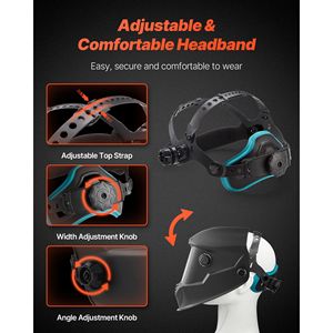 Casco per saldatura auto-oscurante con 4 sensori di arco, 10x8 cm, a colori reali, alimentato a energia solare, maschera per saldatore con gradazione 4/5, ampia visuale da 9 pollici - Product Image 5