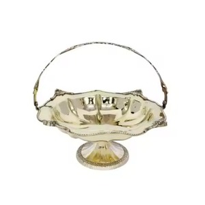 Classic Decorative Silver Metal Dates Bowl Premium Serving Bowl for Nuts and Dates Ramadan Iftar <b>Party</b> <b>Table</b> Use - Product Image 1