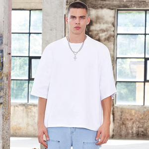 <b>Men's</b> Oversized Black <b>Turtleneck</b> T-Shirt Plus Size Streetwear Knitted Cotton Solid Color Loose Fit Boxy Cut <b>Top</b> - Product Image 4