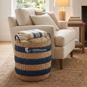 Eco-Friendly Handmade Paper <b>Rope</b> Oval Woven <b>Storage</b> <b>Baskets</b>-Modern Multi-Purpose Home Organization Gift - Product Image 4