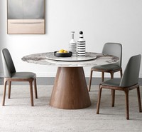 Moderne Luxus-Wohnmöbel Marmor Sinterstein Eichen-Massivholz-Basis 6-Sitzer Esszimmermöbel Esstisch-Set