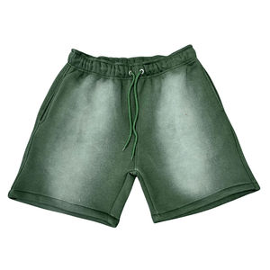 Shorts en coton épais délavé à l'acide, effet soleil, 100 % coton, vente en gros, personnalisés, imprimés en relief, shorts de survêtement usés pour hommes - Product Image 4