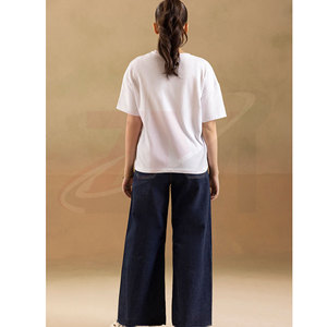 Camiseta de Algodón Extra Grande para Mujer, Tejido Suave y Transpirable, Corte Holgado Informal, Ropa de Calle de Verano, Prenda Superior Informal para Uso Diario - Product Image 5