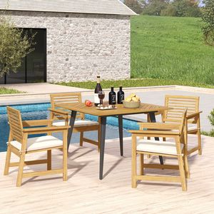 Tavolo da Pranzo per Esterni in Legno di Acacia per 4 Persone, Ideale per Giardino, Bordo Piscina e Cortile - Product Image 6
