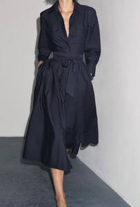 Abbigliamento donna MYST & ZA 2025 autunno nuova moda semplice stile popeline abito decorazione cintura 8622654 - Product Image 2