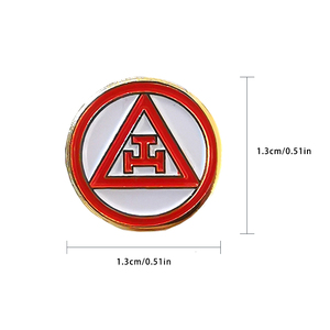 Pin Metálico Circular Bañado en Oro con Diseño de Arco Real, Aleación de Zinc, Esmalte Duro, Triángulo Rojo y Letra H, Coleccionable de Arte - Product Image 2