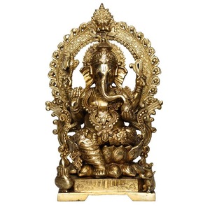 Wholesale Gold-Plated Brass Lord Ganesha Statue-Modern Antique Design for Festival Gifts & <b>Temple</b> Decoration Bulk Available - Product Image 6