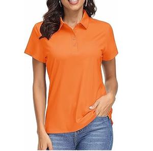 Camisetas Polo Personalizables de Color Naranja para Mujer, Estilo Holgado, de Algodón y Spandex, Ropa Urbana, Camisetas Polo Extra Grandes para Chicas, Transpirables - Product Image 1
