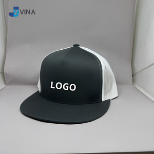 Wholesale Custom Logo Mesh Trucker Cap 3D Embroidery Snapback <b>Flat</b> Brim Adjustable Trucker <b>Hat</b> Basic Color - Product Image 1