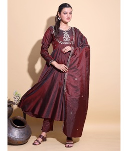 Latest Ethnic Silk with Embroidery Work Salwar Kameez Suit for Wedding Party and Festive Function for Women Fancy Trendy Wear - Product Image 1