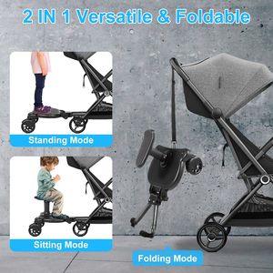2-in-1 Universal Stroller Board Detachable Stand & Sit Feature <b>for</b> 3-7 Years <b>Toddler</b> Wheeled <b>Buggy</b> Attachment - Product Image 4