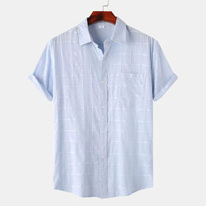 Camisa de Manga Corta Casual para Hombre, Estilo Verano 2026, Lino y Algodón, Color Sólido - Product Image 4