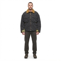 Veste en toile de coton épaisse 14 oz personnalisée pour homme, style denim, effet vieilli, coupe carrée courte, streetwear vintage, vêtement d'extérieur de chasse, OEM