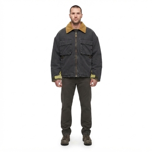 Custom 14oz Heavyweight Cotton <b>Duck</b> Canvas Denim <b>Jacket</b> Men Distressed Boxy Cropped Streetwear Vintage Hunting Outerwear OEM - Product Image 1
