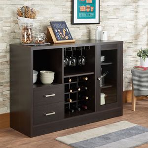 Mobile Porta Vini Hazen Finitura Espresso III, Elegante Cantinetta per Uso Domestico - Product Image 1