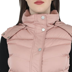 Chaleco Acolchado Rosa para Mujer, Cuello Alto, Cierre de Cremallera, Impermeable, Cortavientos, Ropa Exterior Informal, Largo Regular, Frente Sólido - Product Image 5