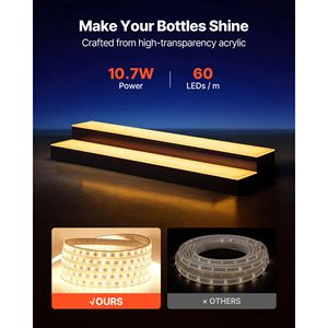 Espositore per Vini in Acrilico a 2 Livelli con Illuminazione LED USB, 30 Pollici, per Bar Domestico, con Telecomando RF - Product Image 3