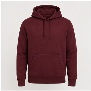 Customize <b>Maroon</b> <b>Mens</b> Modern Straight Pullover <b>Hoodie</b> Tonal Drawcord Kangaroo Pocket Garment-Washed Cotton Fleece MHOOD-0049 - Product Image 1