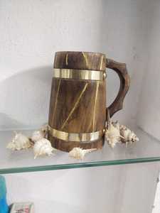 Jarra de Madera Pulida Personalizada, Taza Vikinga Rústica Grabada, Regalo para Él, Medieval, Ecológica, Cerveza Personalizada Hecha a Mano, Alta Calidad - Product Image 5