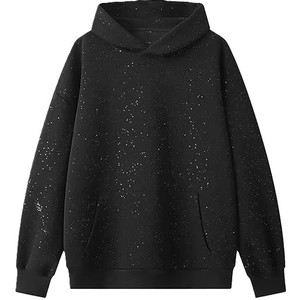 เสื้อฮู้ดดี้ทรงบ็อกซี่ฟลีซสำหรับผู้หญิง ล้างสีแบบแอซิดวอช พิมพ์ลายด้วยเทคนิค DTG 400GSM ประดับด้วยคริสตัลเต็มตัว  รักษ์โลก ผลิตตามสั่ง - Product Image 1