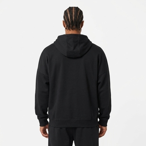 Sweat-shirt à capuche zippé noir uni pour homme, décontracté, avec cordon de serrage - Product Image 5