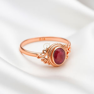 แหวนทับทิมสีชมพู แหวนเงินแท้ 925 แหวนชุบทองเหลืองและโรสโกลด์ แหวนทับทิมอินเดีย แหวนแต่งงานแฮนด์เมด แหวนหินสีชมพู - Product Image 3