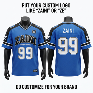 Camiseta de Fútbol de Malla de Poliéster Transpirable de 180 GSM, Azul Rey con Paneles de Manga Negros, Uniforme Personalizado con Logotipo del Equipo - Product Image 1