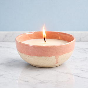 Sunset Blush Ceramic Candle Vessel Wide Bowl Smooth Glaze Heat Resistant Durable Reusable Elegant Home Fragrance Decor - Product Image 1
