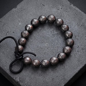 Pulsera de Acero de Damasco con Cuentas – Esferas Metálicas Audaces, Pulsera de Puño con Forma de Luna, 9mm de Ancho, 2-3mm, Regalo de Moda para Él - Product Image 5