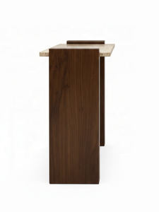 Midcentury Modern Console <b>Table</b> Leg for Living Room Entry Solid Wood Travertine Top Eco-Friendly Durable B2B Furniture India - Product Image 4