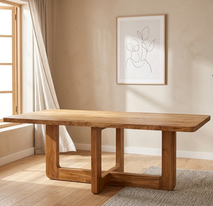 Mesa de Comedor Moderna Kiya, Cómoda y Elegante, Muebles de Teca Sólida de Primera Calidad para Hogar de Lujo, Restaurante y Uso en Exteriores - Product Image 1