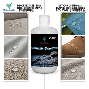 น้ำยาเคลือบนาโนเซรามิกสำหรับสิ่งทอ EZ Coating LLC รุ่น K-407C  ชนิดเข้มข้น เป็นมิตรต่อสิ่งแวดล้อม  น้ำยาเคลือบชนิดเดียว  คุณสมบัติกันน้ำได้ดีเยี่ยม - Product Image 4