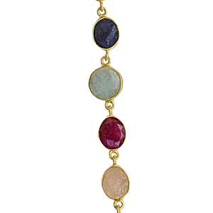 Laxmi Jewellers Cute High-quality <b>Gold</b> Plated Brass <b>Beaded</b> Chain <b>Bracelet</b> Multi Color Freshwater Quartz Stones Bohemia Unisex - Product Image 4