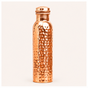 Pure Copper Eco-Friendly <b>Water</b> <b>Bottle</b> <b>1</b> <b>Litre</b> Hammered Design Leak-Proof & BPA-Free Ayurvedic Vessel for Yoga Gym Travel on Sale - Product Image 1